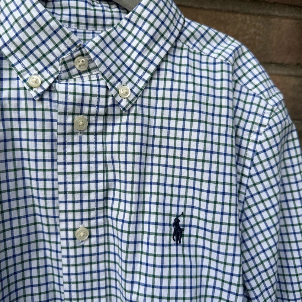 Ralph Lauren Blue and Green Plaid Shirt Boys 7